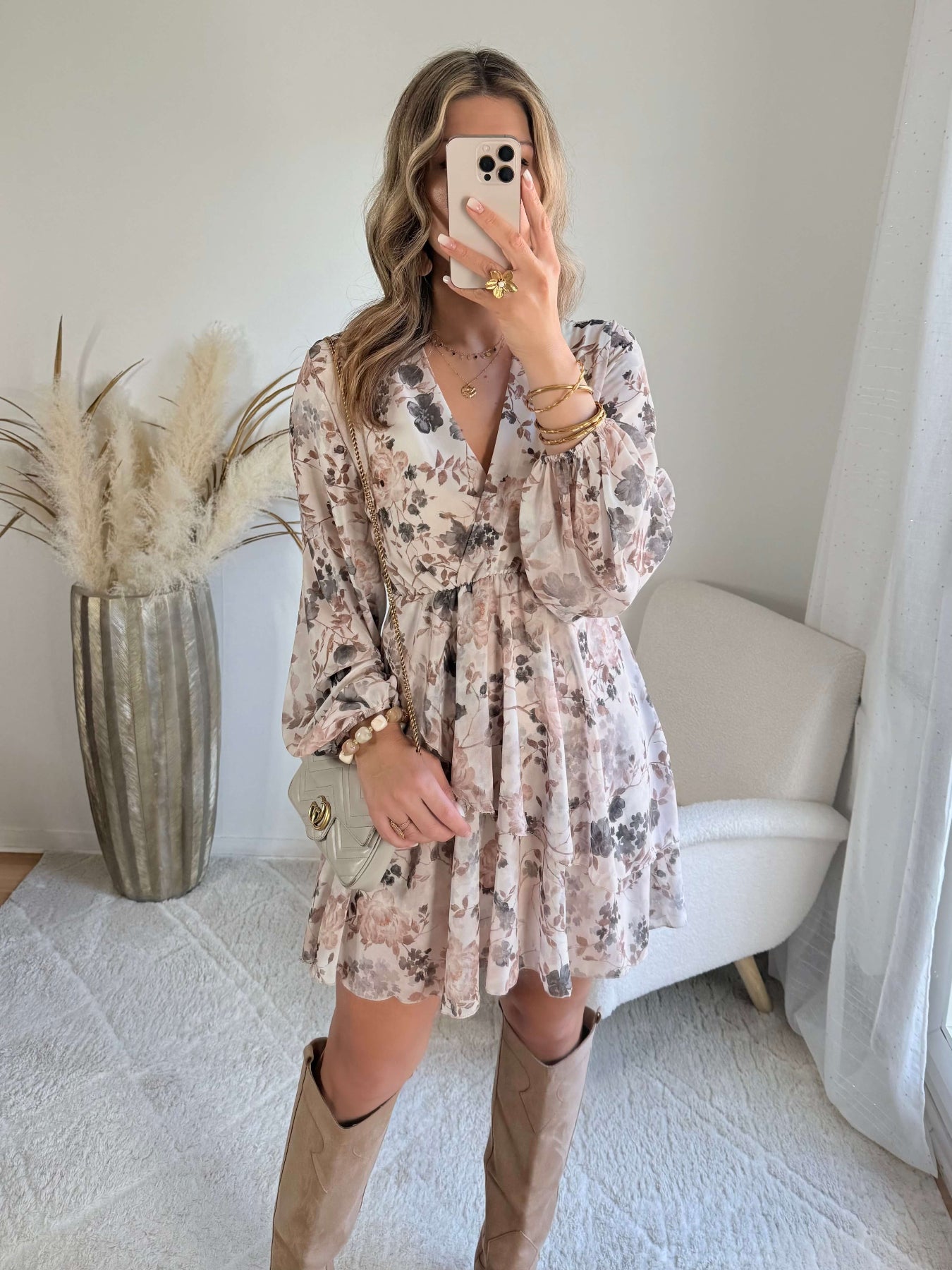 Robe fleurie écru Cassie - Robe bohème chic Easy Dressing 