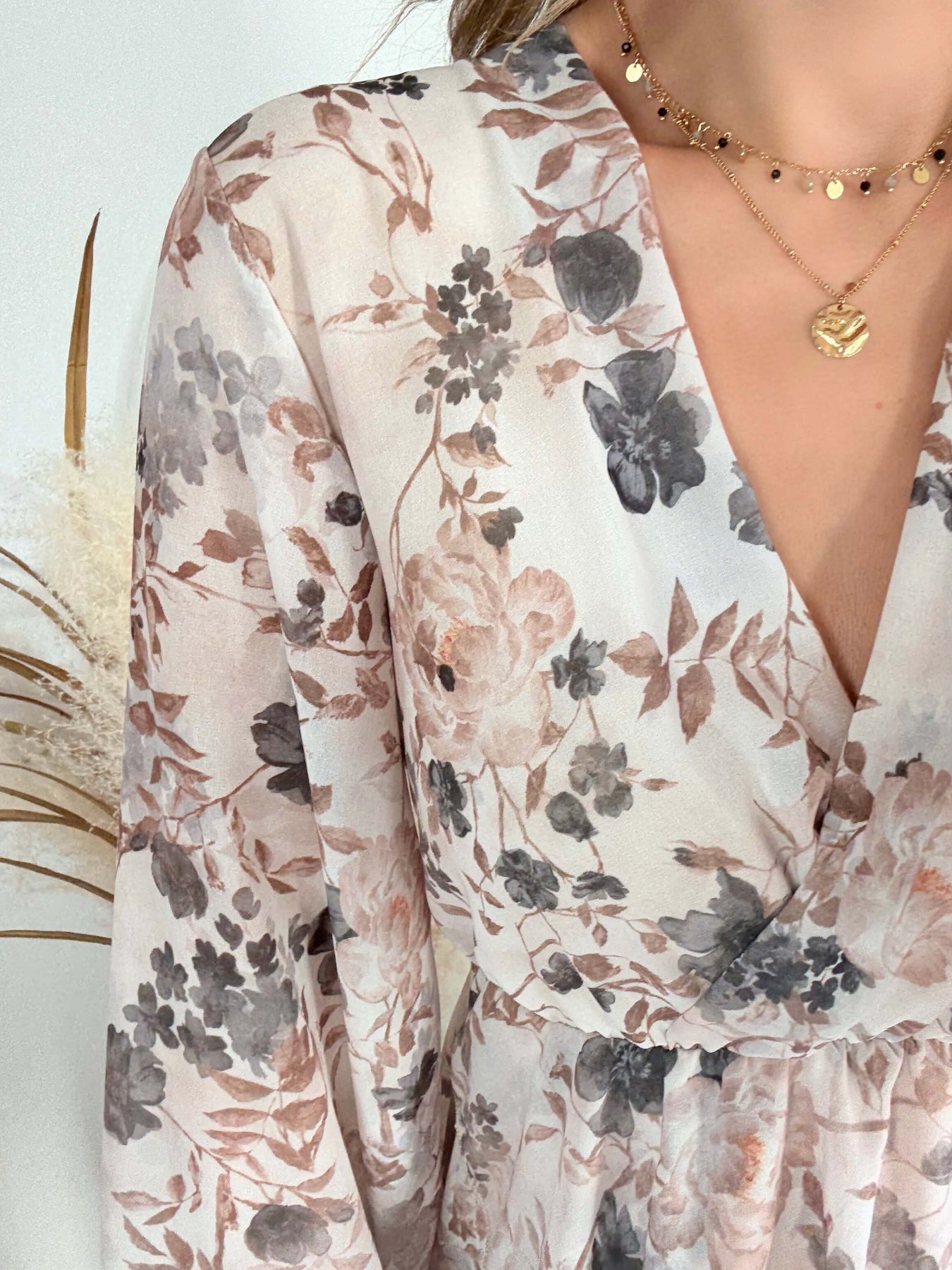 Robe fleurie écru Cassie - Robe bohème chic Easy Dressing 