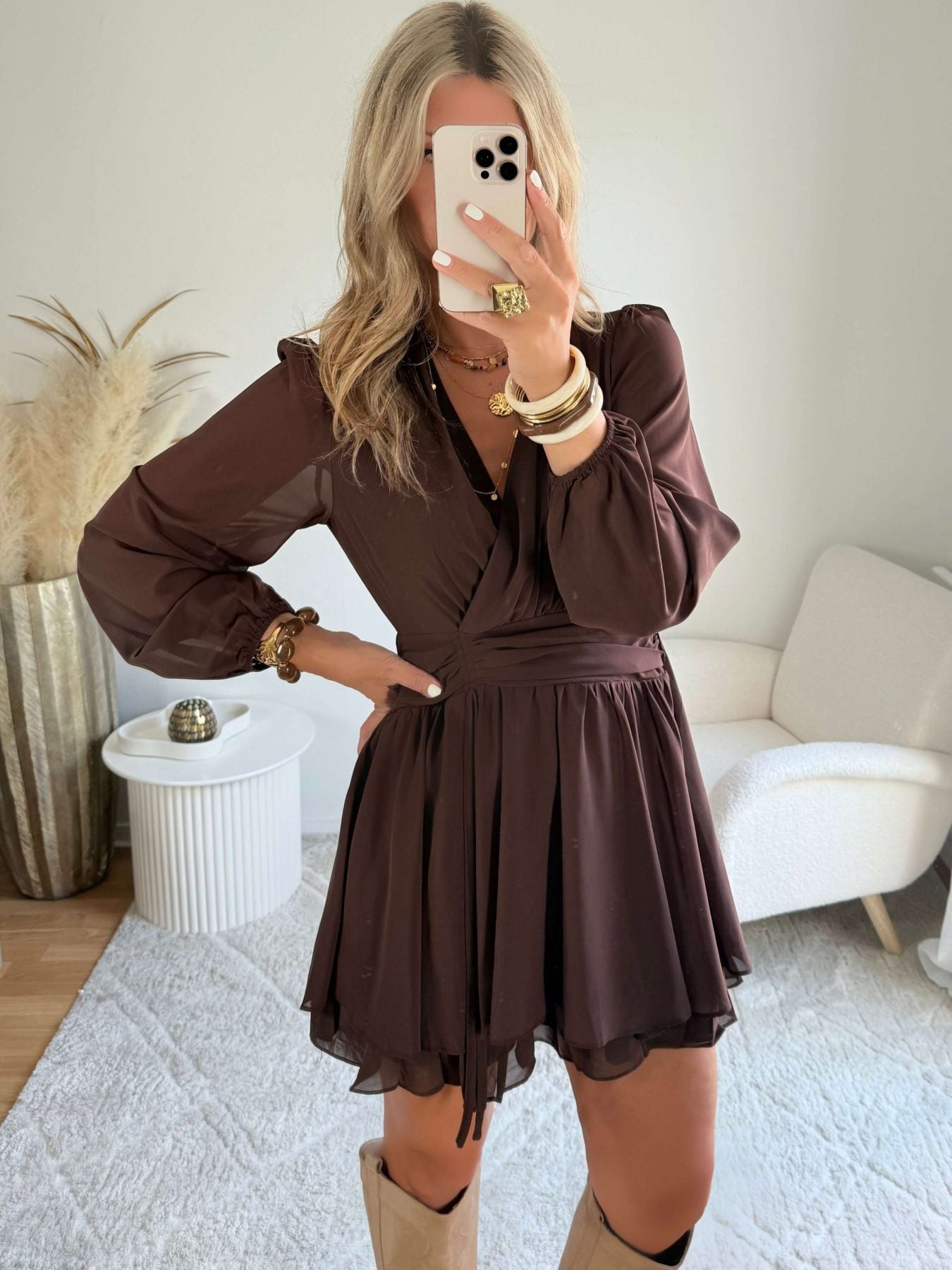 Robe courte marron- Cali