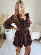 Robe courte marron- Cali