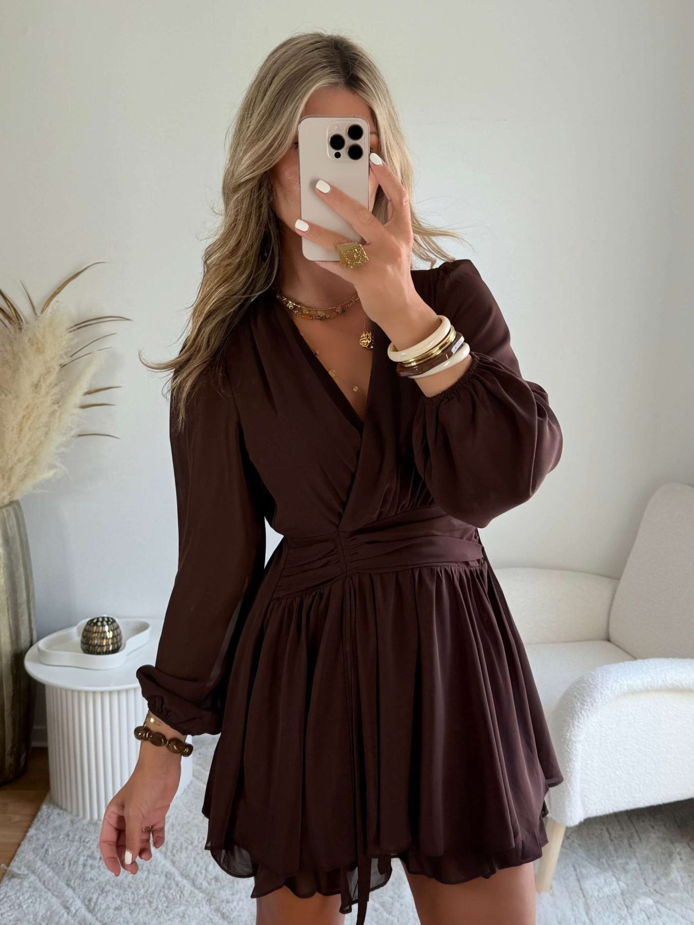 Robe courte marron- Cali