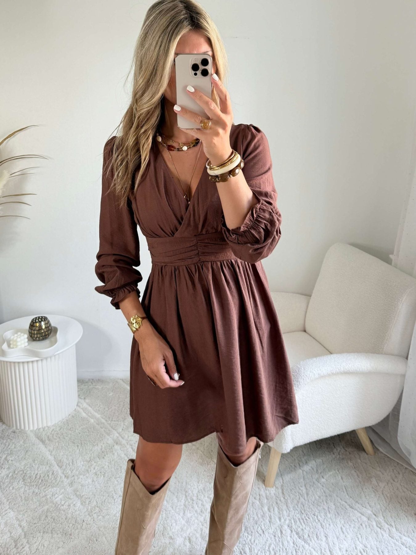 Robe courte marron - Margot