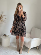 Robe courte marron dorée - Alys