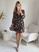 Robe courte marron dorée - Alys