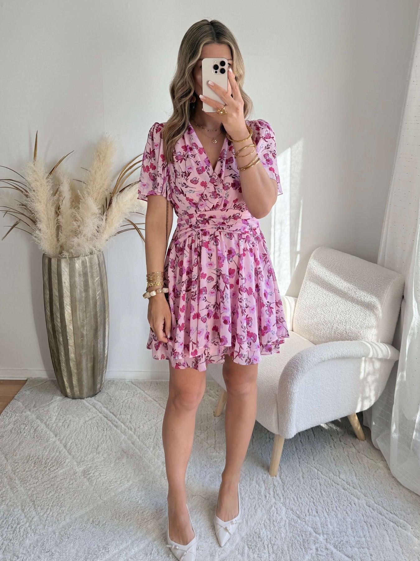 Robe rose fleurie Apolline du S au 4XL Easy Dressing