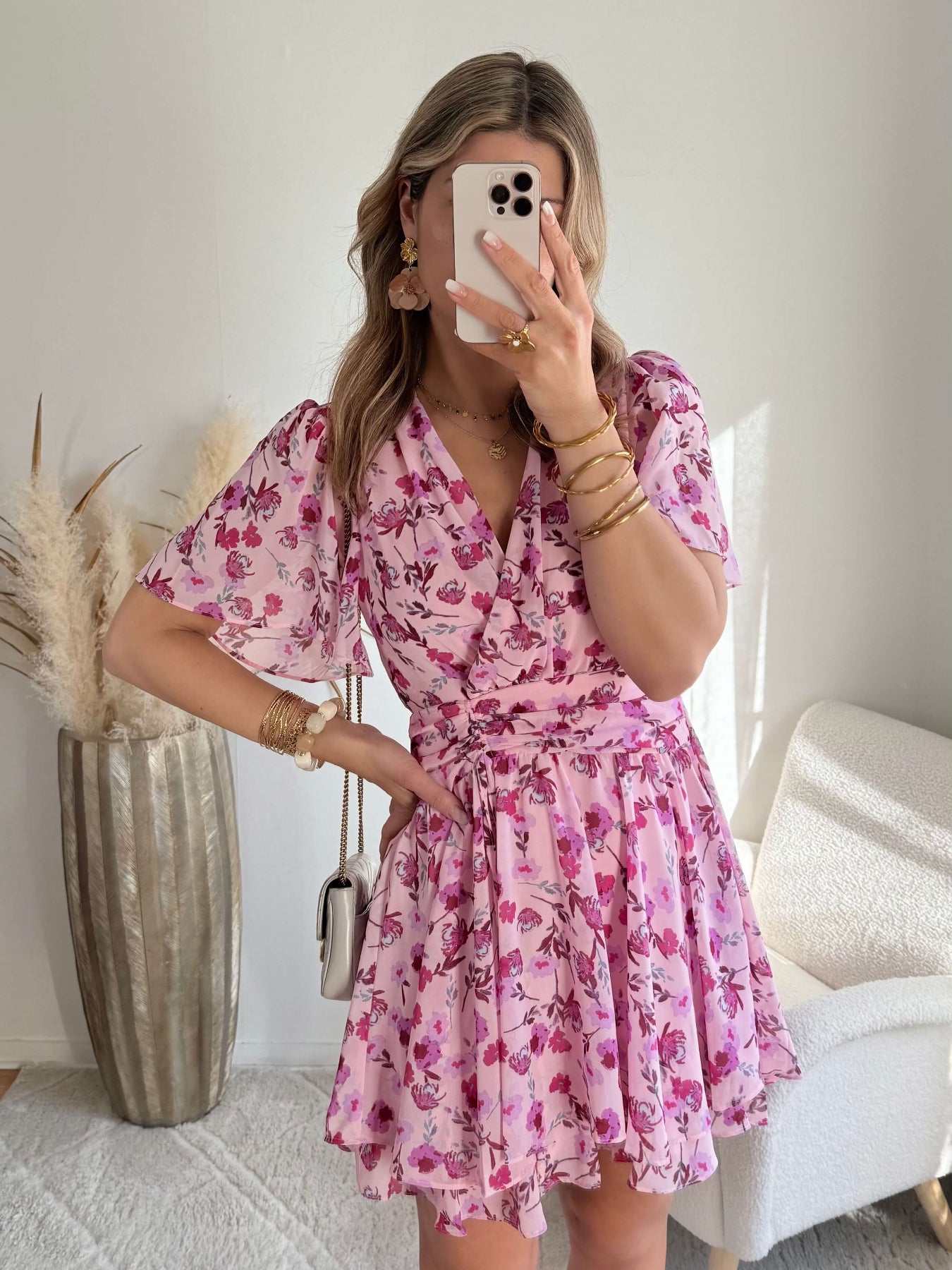Robe rose fleurie Apolline du S au 4XL Easy Dressing