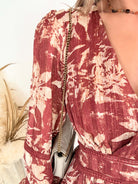 Robe courte terracotta Bella à manches longues