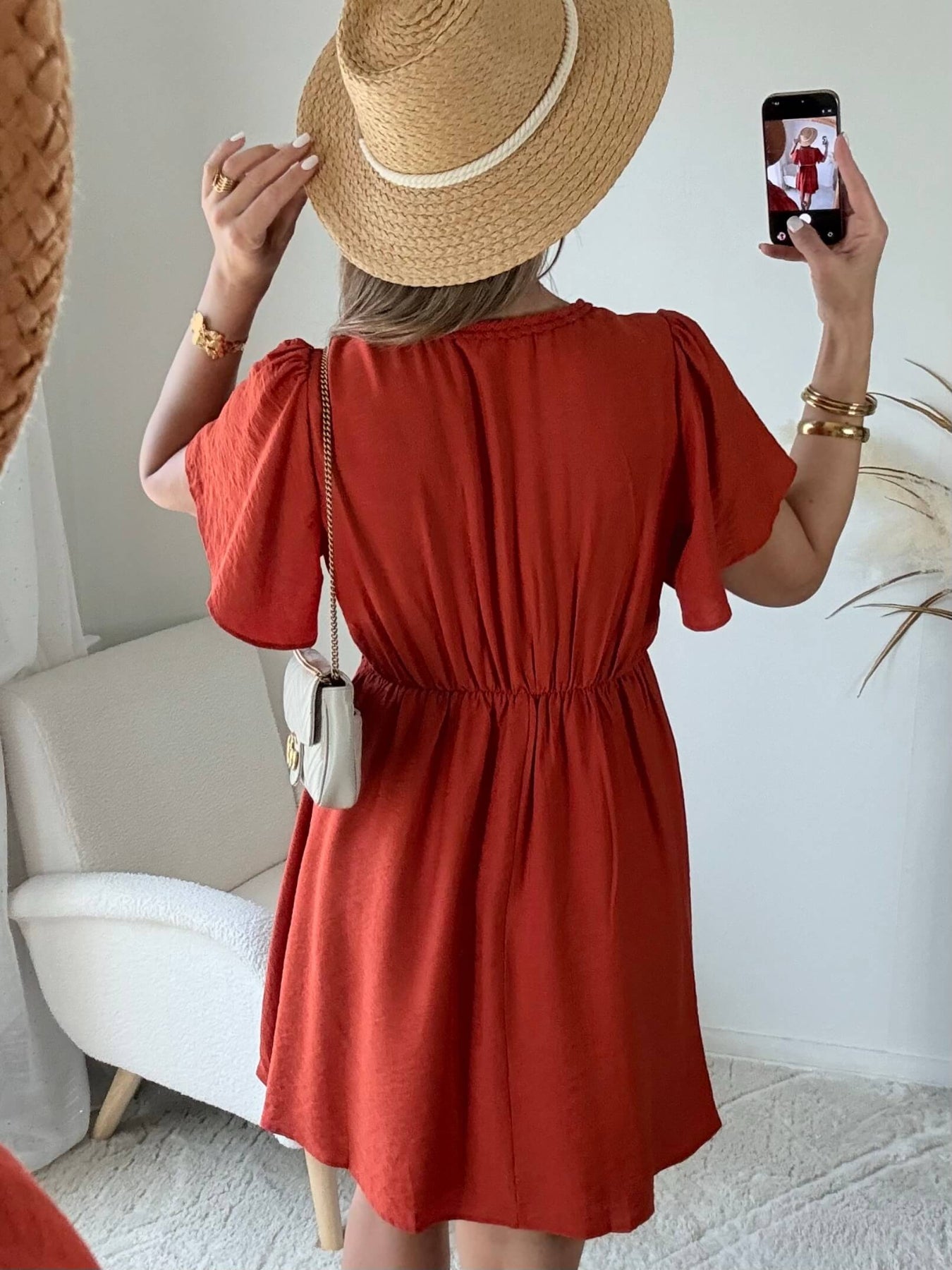 Robe courte terracotta - Dona du S au 4XL élégante cérémonie