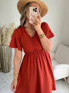 Robe courte terracotta - Dona du S au 4XL élégante cérémonie