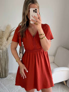 Robe courte terracotta - Dona du S au 4XL élégante cérémonie