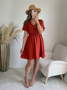 Robe courte terracotta - Dona du S au 4XL élégante cérémonie