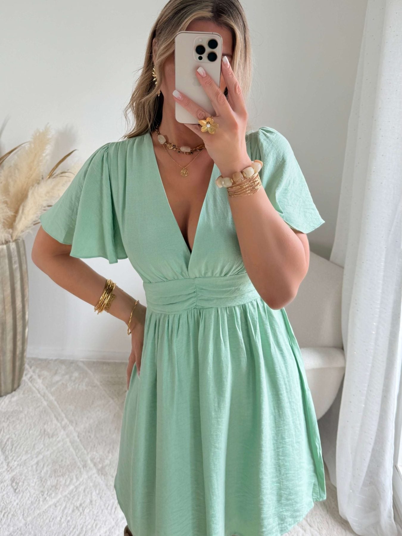 Robe courte vert d'eau - Diana