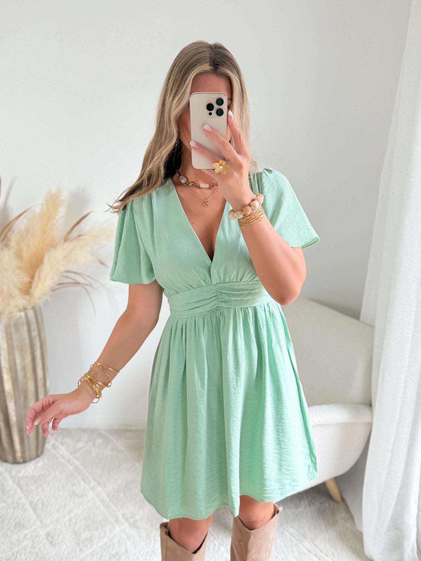 Robe courte vert d'eau - Diana