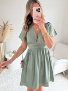 Robe courte vert sauge - Diana
