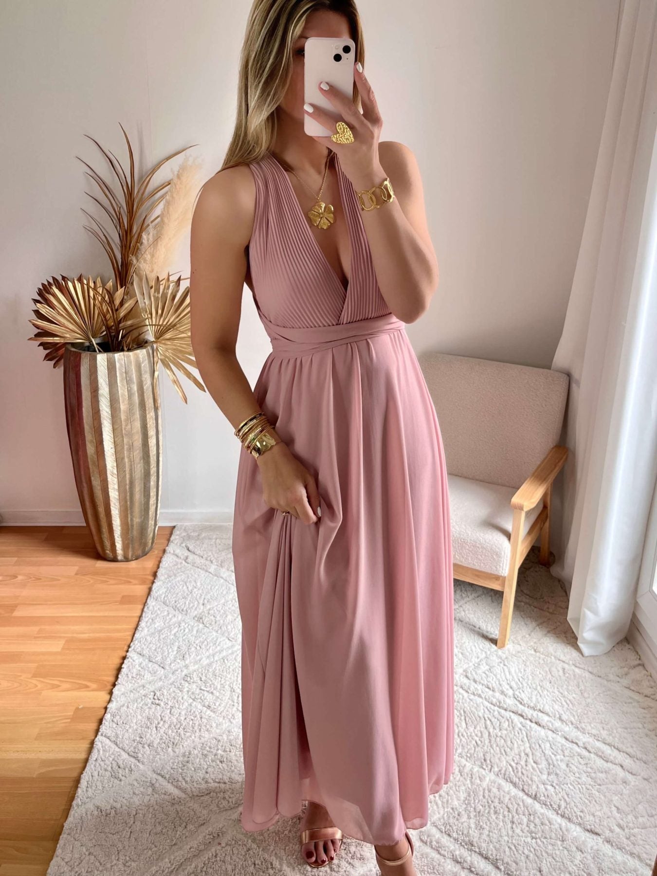 Robe dos nu rose poudré - Valentina