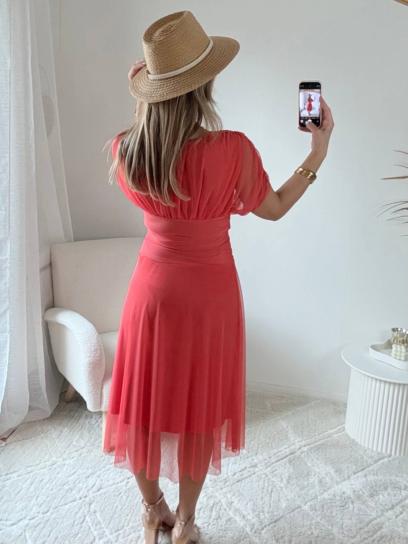 Robe en tulle corail - Léna