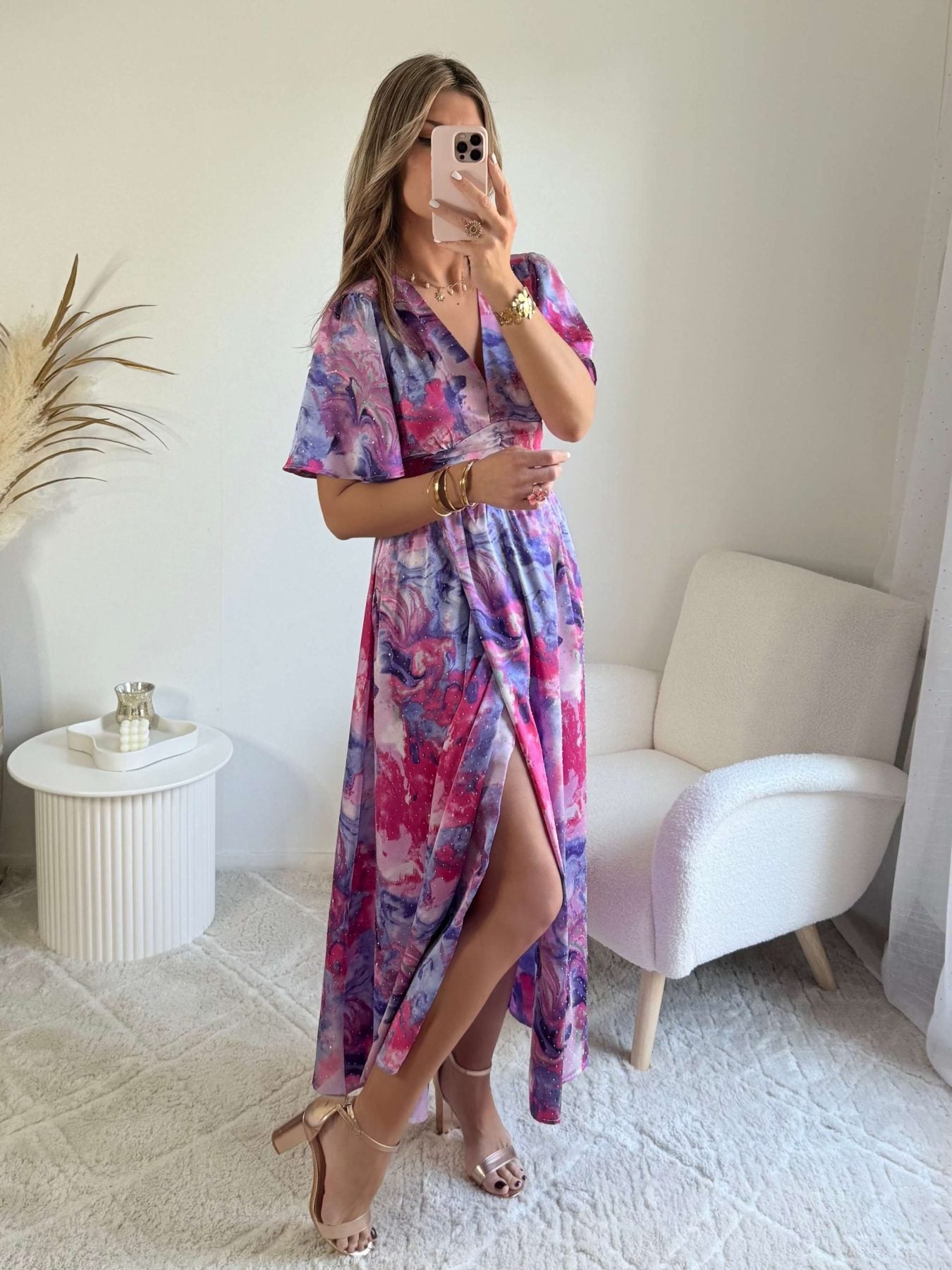 Robe fendue à strass - Alba