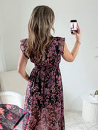 Robe fendue fleurie dorée - Lya