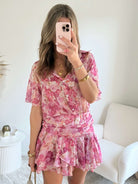 Robe rose fleurie - Anaïs