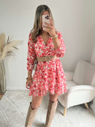 Robe fleurie corail - Rosalie