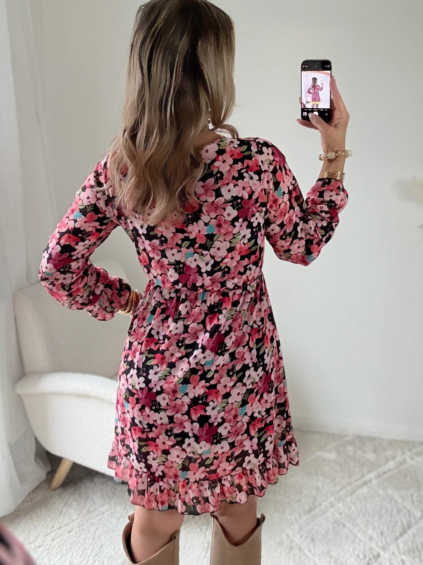 Robe fleurie rose - Rosalie