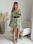 Robe fleurie vert sauge - Rosalie