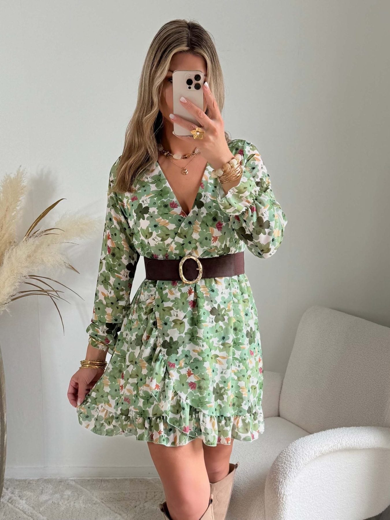 Robe fleurie vert sauge - Rosalie