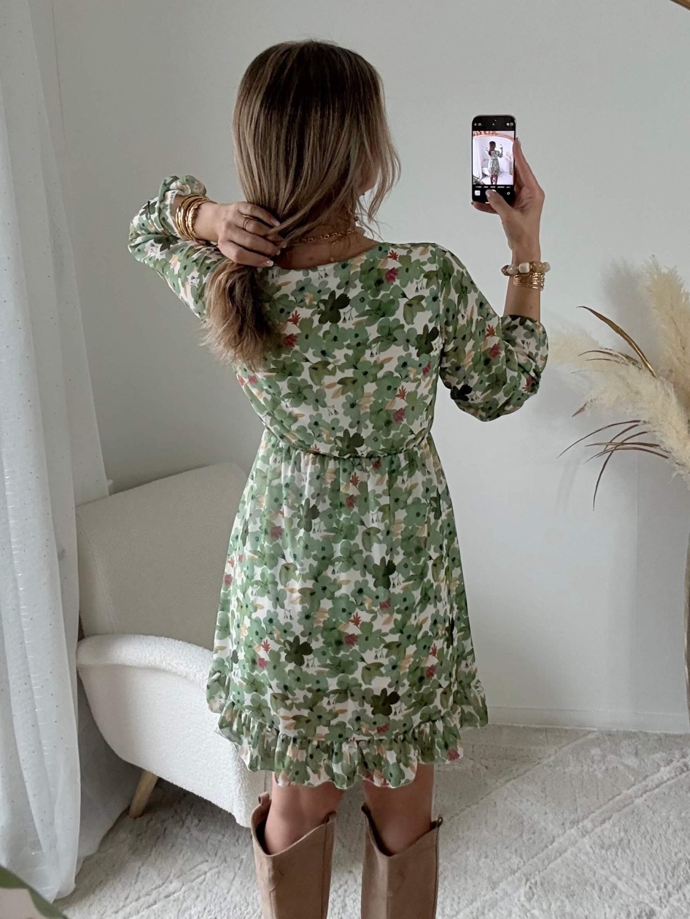 Robe fleurie vert sauge - Rosalie