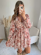 Robe courte femme fleurie rose terracotta Cassie - Easy Dressing