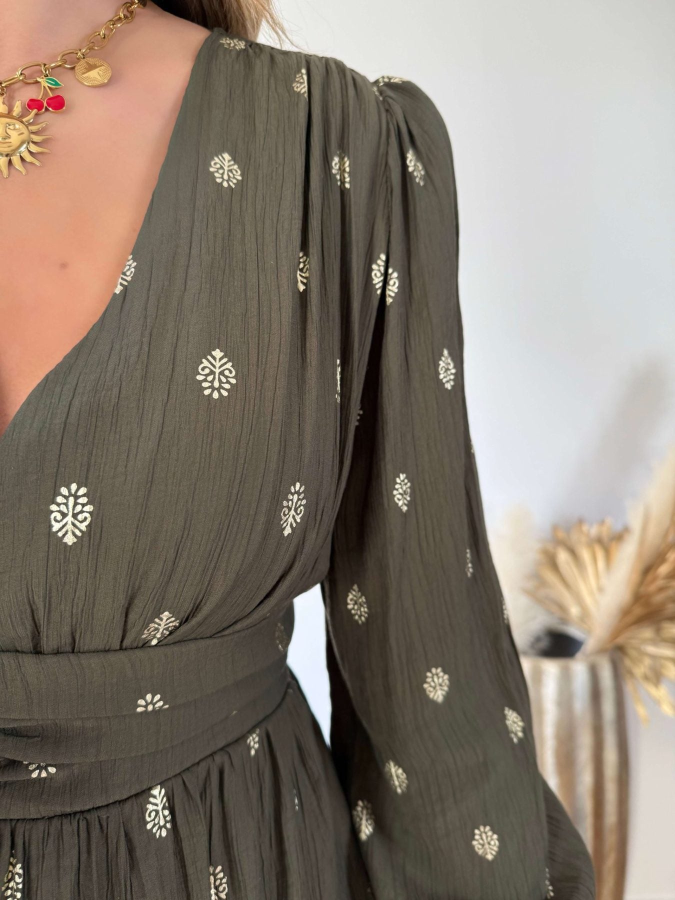 Robe kaki dorée - Alicia