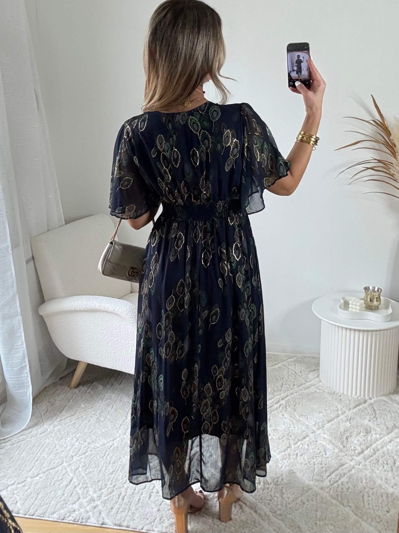 Robe longue marine dorée - Iris