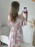 Robe longue blanche fleurie Liz fluide fendue femme élégante Easy Dressing