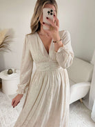 Robe longue beige dorée - Romy