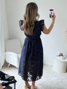 Robe longue bleu nuit dorée - Perla