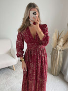 Robe longue bordeaux dorée - Romy