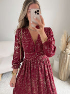 Robe longue bordeaux dorée - Romy