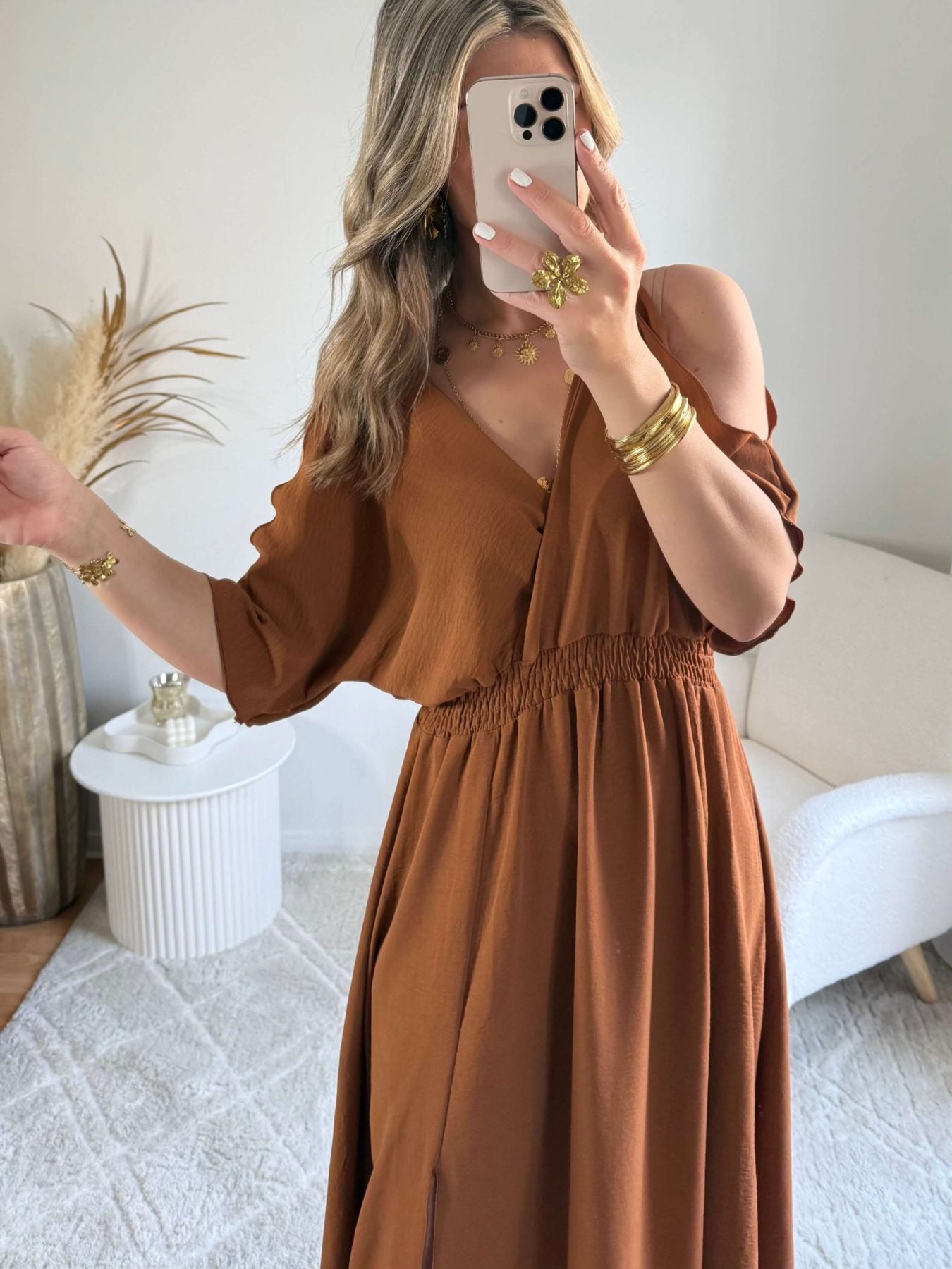 Robe longue bohème marron - Dita