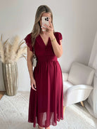 Robe longue bordeaux Zoé fluide cérémonie