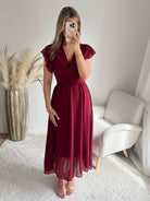 Robe longue bordeaux Zoé fluide cérémonie