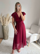 Robe longue bordeaux Zoé fluide cérémonie