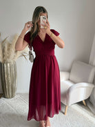 Robe longue bordeaux Zoé fluide cérémonie