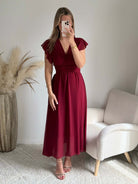 Robe longue bordeaux Zoé fluide cérémonie