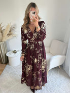 Robe longue bordeaux dorée - Sarah