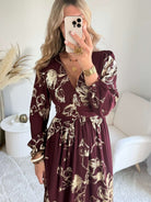 Robe longue bordeaux dorée - Sarah