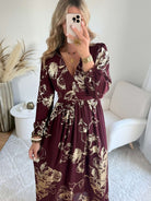 Robe longue bordeaux dorée - Sarah