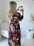 Robe longue bordeaux dorée - Sarah