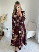 Robe longue bordeaux dorée - Sarah