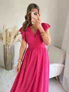 Robe longue rose framboise bohème chic femme - cérémonie - Easy Dressing