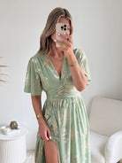 Robe vert sauge dorée - Sarah