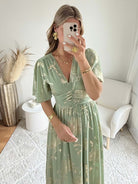 Robe vert sauge dorée - Sarah
